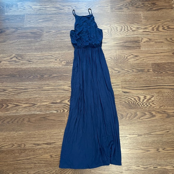 Lush | Dresses | Lush Knit Navy Blue High Neck Maxi Dress Shortened For Petite Im 52